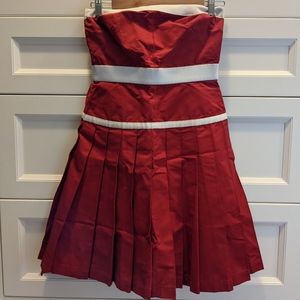 D&G Red Strapless Pleated Mini Dress with White Trim
